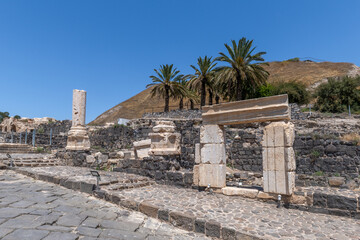 Overview of the ruins at Beit Shean National Park in Bet Shean in Israel.
