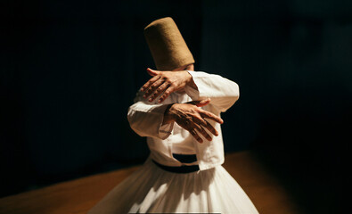 Whirling Dervish Hand Gesture and Traditional Sema Detail