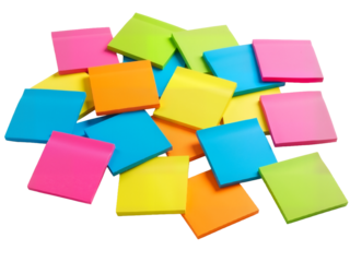 Scattered Colorful Sticky Notes – Dynamic and Playful Composition of Bright Ideas


