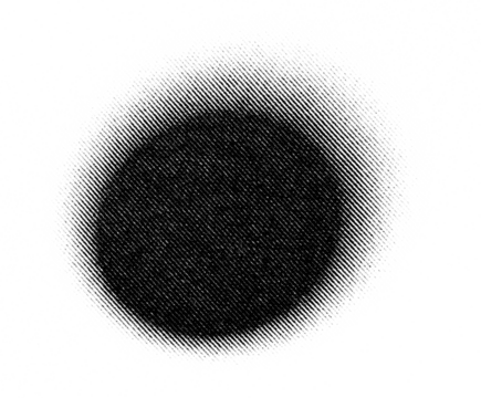 Centered halftone dot with circular gradient fading outward, featuring smooth diagonal lines on a transparent background.