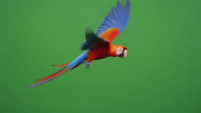 Realistic digital art parrot greenscreen bright emerald colorful tropical bird with detailed feathers stunning wildlife aesthetic for professional stock project needs