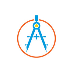 drafting compass drawing illustrating architectural design and technical precision in engineering education and design projects with blue tones