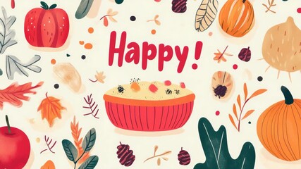 Autumnal Pumpkin Pie Greeting Card