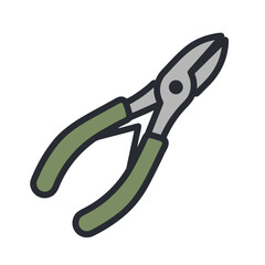 Obraz premium Wire Cutting Pliers with Green Handles on Black Background Simple Flat Vector Art Minimalist Clean Sticker Style Illustration