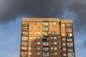 Great Panel type of apartment building in Goclaw area of Warsaw, Poland