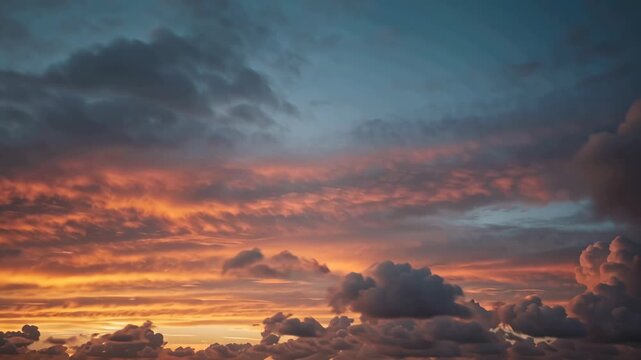 Dramatic Sunset Sky Colorful Clouds, Evening Sky, Nature Beauty
