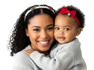 Happy Family Holiday Portrait Mother Daughter Joy Affection Love Winter