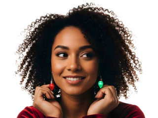 Christmas Earrings Lights Woman Holiday Fashion Jewelry Style Portrait