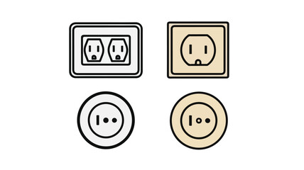 Electrical Outlet and Socket Icon Set in Multiple Styles