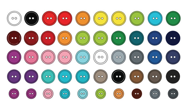 Colorful Sewing Button Icon Set Collection