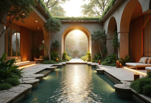 Luxurious Meditation Retreat Center Serene Spaces Tranquil Ambiance Artful Vistas Mindful Journey