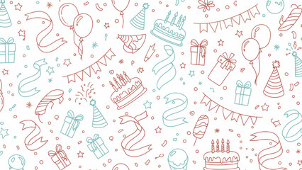 Vector Happy Birthday Ornaments &ndash; Freehand Doodle Party Pattern Illustration