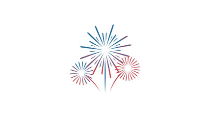 Set of three stylized fireworks minimalist vector illustration for celebrations and events isolated on white background