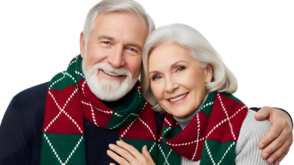 Senior Couple Christmas Portrait Smiling Happy Grandparents Winter Holiday Joy