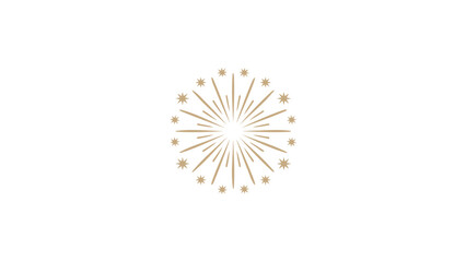 Golden sunburst icon radiant starburst symbol for celebration and abstract design isolated on white background