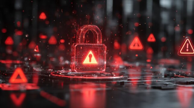 Digital Lock with Warning Signs in a Cybersecurity Environment