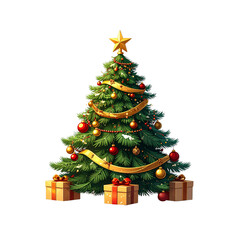 Festive Christmas tree with gifts and a bright star