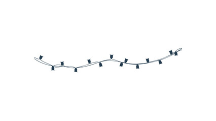 String of dark blue Christmas lights simple festive decoration for holiday design isolated on white background