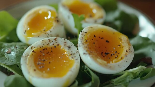 Hard-Boiled Eggs with Spices on Salad
