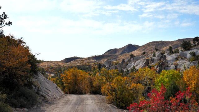 Beautiful rocks and autumn foliage at Beaver Dam State Park near Panaca, Nevada