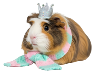 Guinea Pig Crowned Pet Royalty Adorable Scarfed Rodent Princess