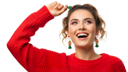 Christmas Fashion Model Festive Joyful Holiday Earrings Celebration Style