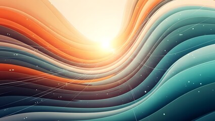 Abstract digital wave background with flowing colorful curves and glowing light effect for modern design and technology themes
