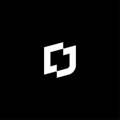 Monogram Letter CJ and rectangle logo concept vector icon
