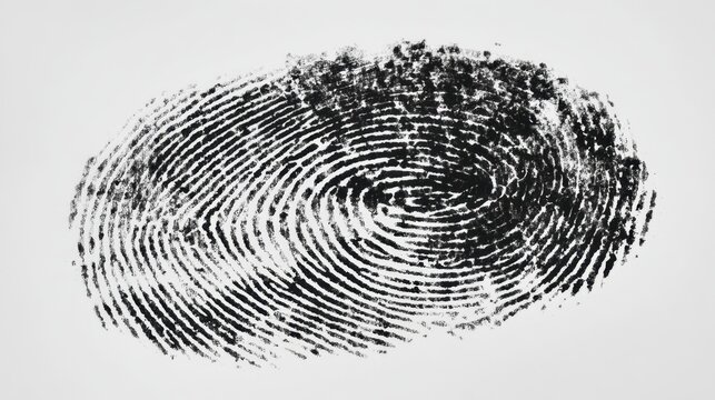 A close view of a fingerprint pattern shows the unique ridges and lines. This image is used in forensic investigations to identify individuals during criminal cases.