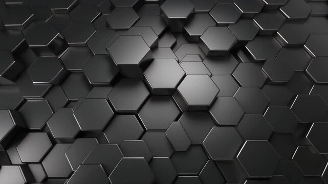 Abstract Dark Hexagonal Geometric Surface Animation Loop.