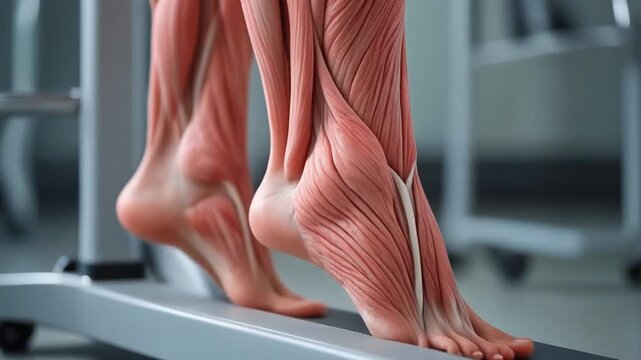 Anatomical View of Leg and Foot Muscles During Exercise.