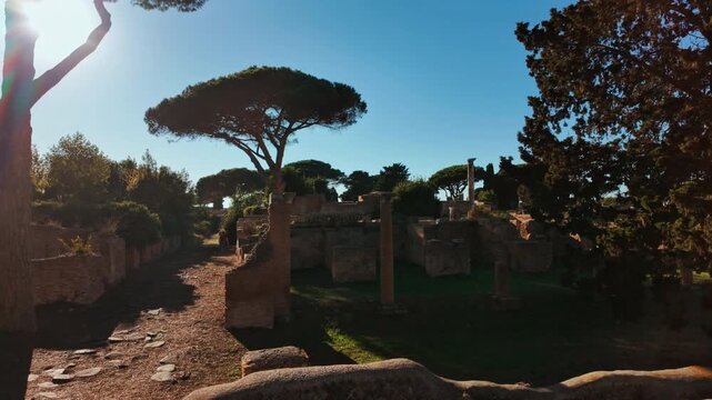 The capitolium and forum of Ostia Antica, the old port of Rome, Lazio, Italy, dating back to the 7th century BC