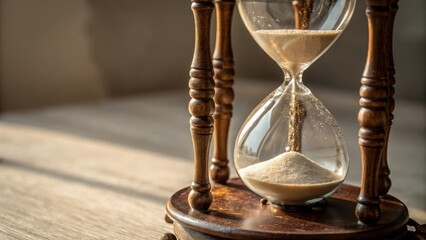 Vintage Hourglass with Sand Paused Mid Transfer Displaying Time