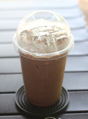 Cold chocolate on the camp table