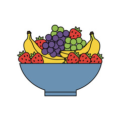 fruit bowl filled with colorful bananas strawberries and grapes ideal for healthy eating campaigns and promoting a balanced diet lifestyle