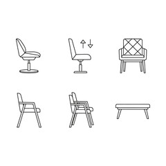 furniture design icons depicting chairs armchairs and bench designs showcasing contemporary and modern interior design elements perfect for design blogs