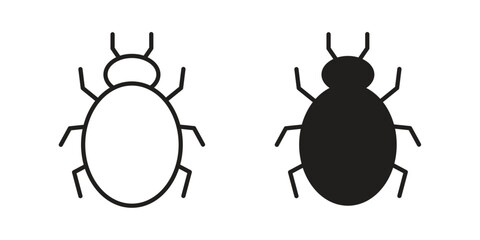 Bedbug icons for web design set in black stroke and solid style. EPS10