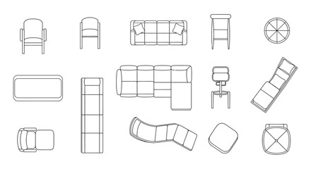 furniture layout a variety of seating arrangements  tables perfect for interior design plans  architectural drawings showcasing space planning  furniture placement