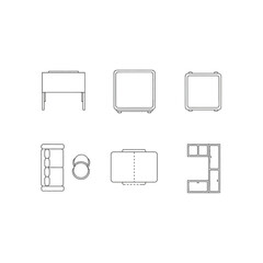 furniture layout plan showcasing arrangement of seating tables and cabinets in a top view blueprint ideal for interior design projects  space planning