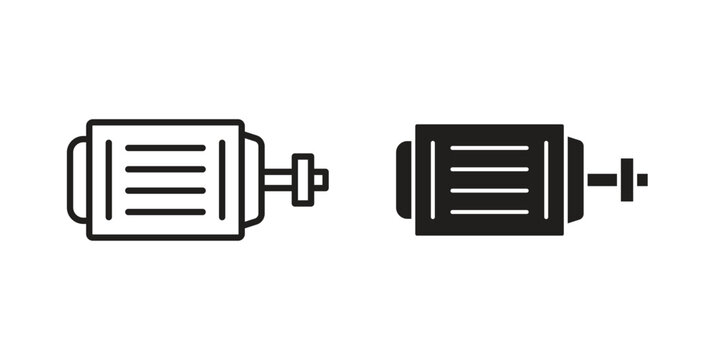Car alternator icons for web design set in black stroke and solid style. EPS10
