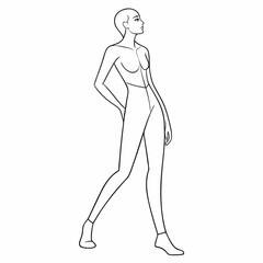 Female body mannequin. Template for fashion sketch ideas of women's clothing. Fashion design. Luxury outline vector illustration set