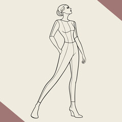 Female body mannequin. Template for fashion sketch ideas of women's clothing. Fashion design. Luxury outline vector illustration set