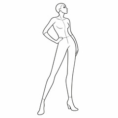 Female body mannequin. Template for fashion sketch ideas of women's clothing. Fashion design. Luxury outline vector illustration set