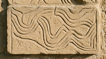 Sand-toned textured background featuring softly carved fluid geometric patterns