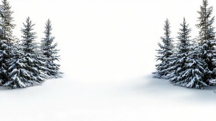 Snowy evergreen pine and fir forest clearing with soft light serene winter mood - Powered by Adobe