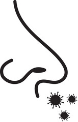 Obraz premium Nasal Infection Concept: An illustrative depiction of a nose with virus icons, symbolizing the concept of a nasal infection, emphasizing health and healthcare.