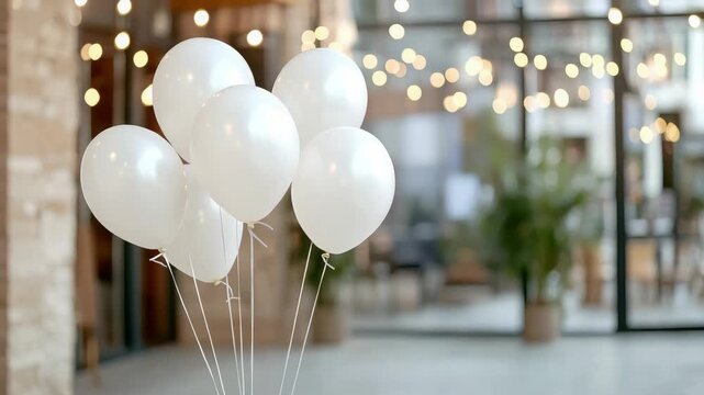 White balloon cluster soft party light, party decoration indoor celebration with string balloon
