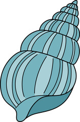 Hand-Drawn Light Blue Conical Seashell