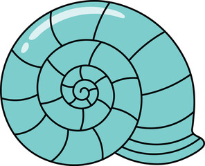 Cute Blue Spiral Seashell Illustration