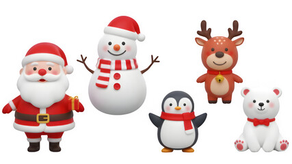 3D Christmas Characters and Winter Animals Avatars Collection